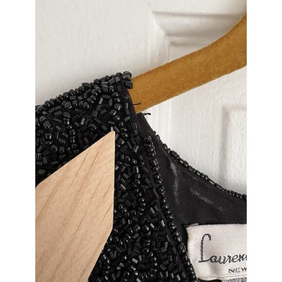 Vintage Lawrence Kazar Beaded Black Dress Size Large Y2K Sleeveless - Picture 4 of 9